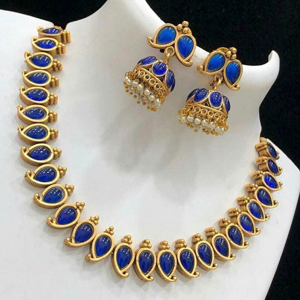 India Art Pota Stone Gold Plated Necklace Set