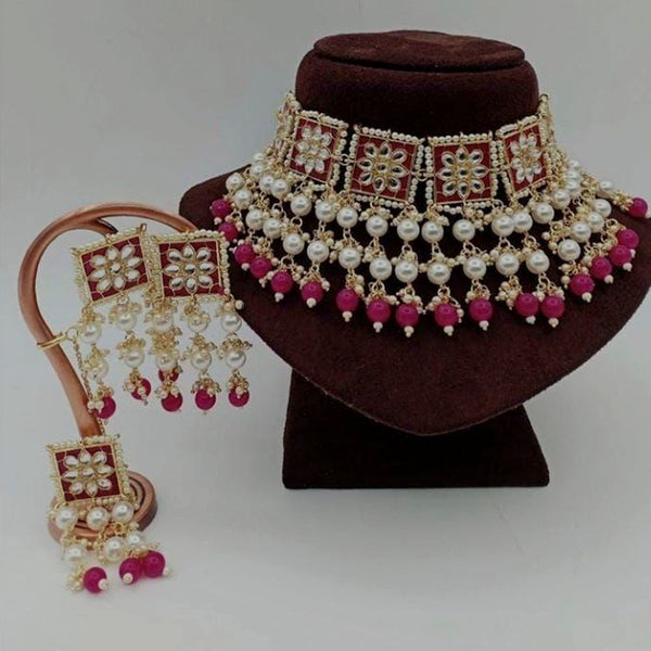 India Art Kundan  Stone Gold Plated Necklace Set