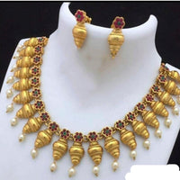 India Art Pota Stone Gold Plated Necklace Set