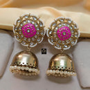 India Art Gold Plated Kundan And Meenakari Designer Jhumki Earrings