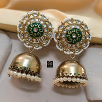 India Art Gold Plated Kundan And Meenakari Designer Jhumki Earrings