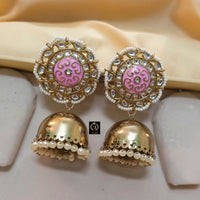 India Art Gold Plated Kundan And Meenakari Designer Jhumki Earrings