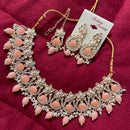 India Art Gold Plated Kundan Stone & Beads Choker Necklace Set