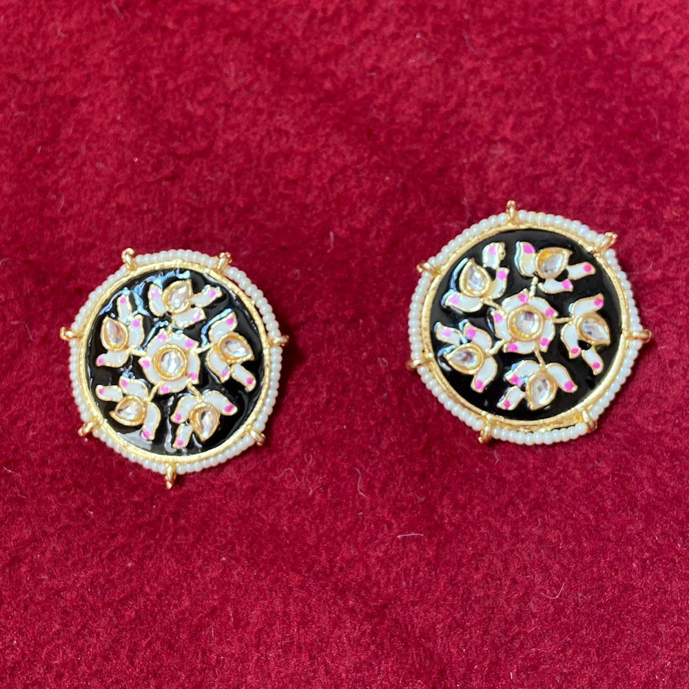 India Art Gold Plated Meenakari Stud Earrings