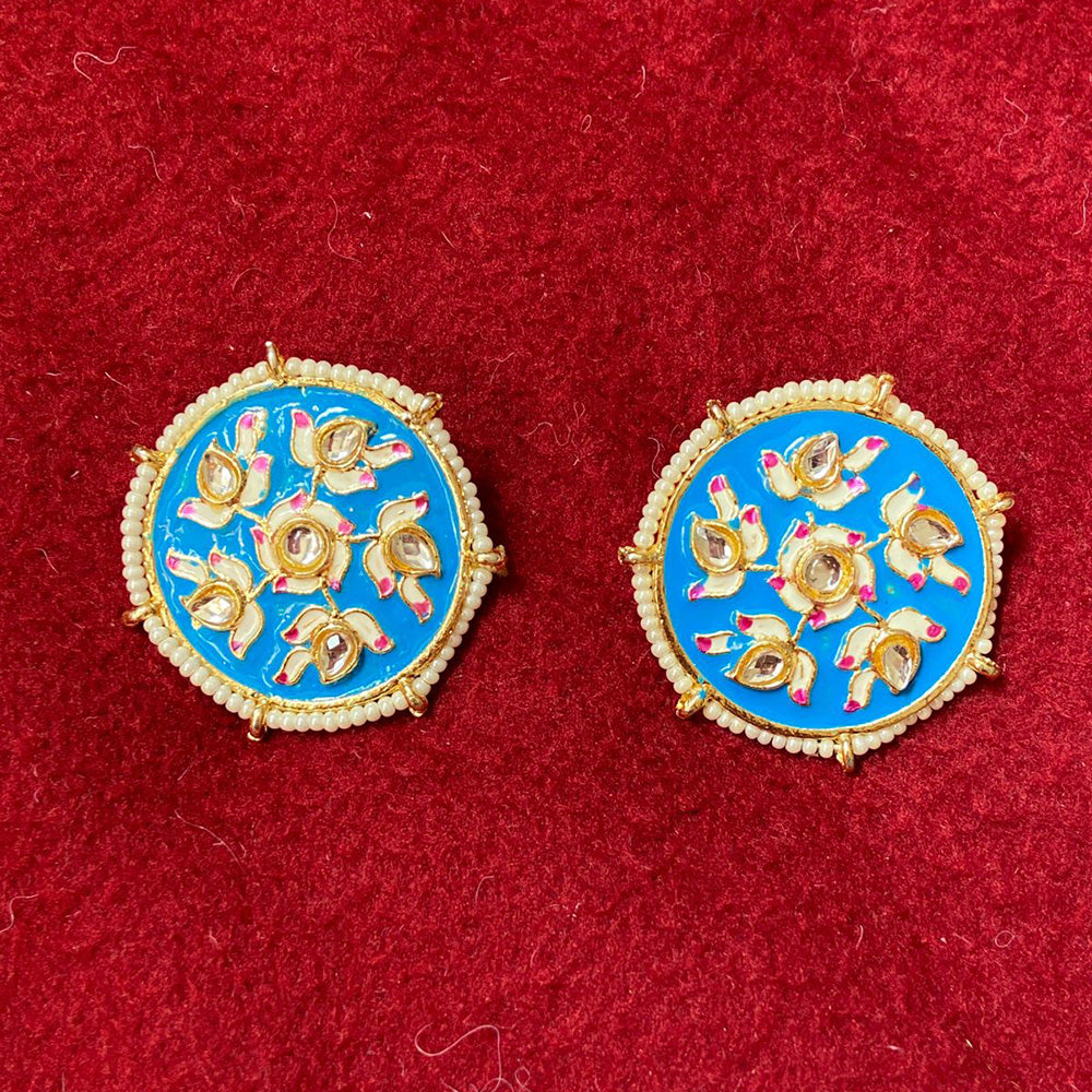 India Art Gold Plated Meenakari Stud Earrings