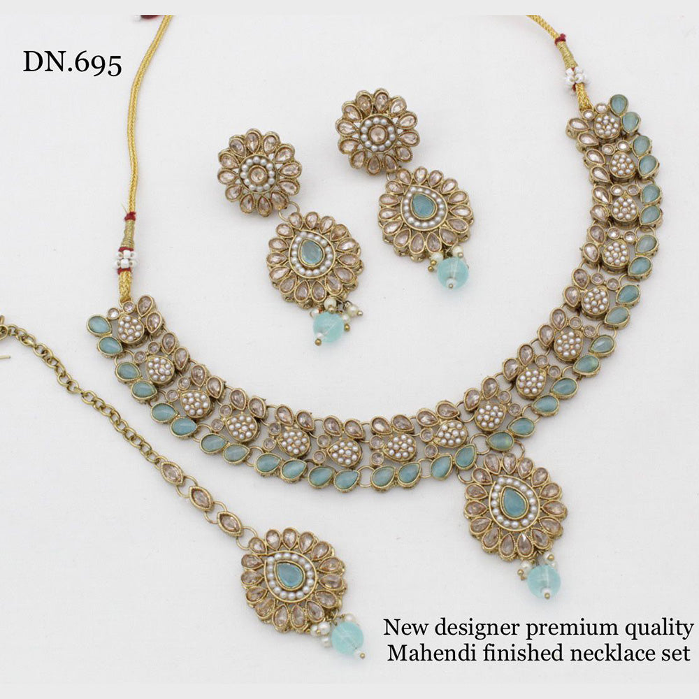 India Art Gold Plated Crystal Stone Necklace Set