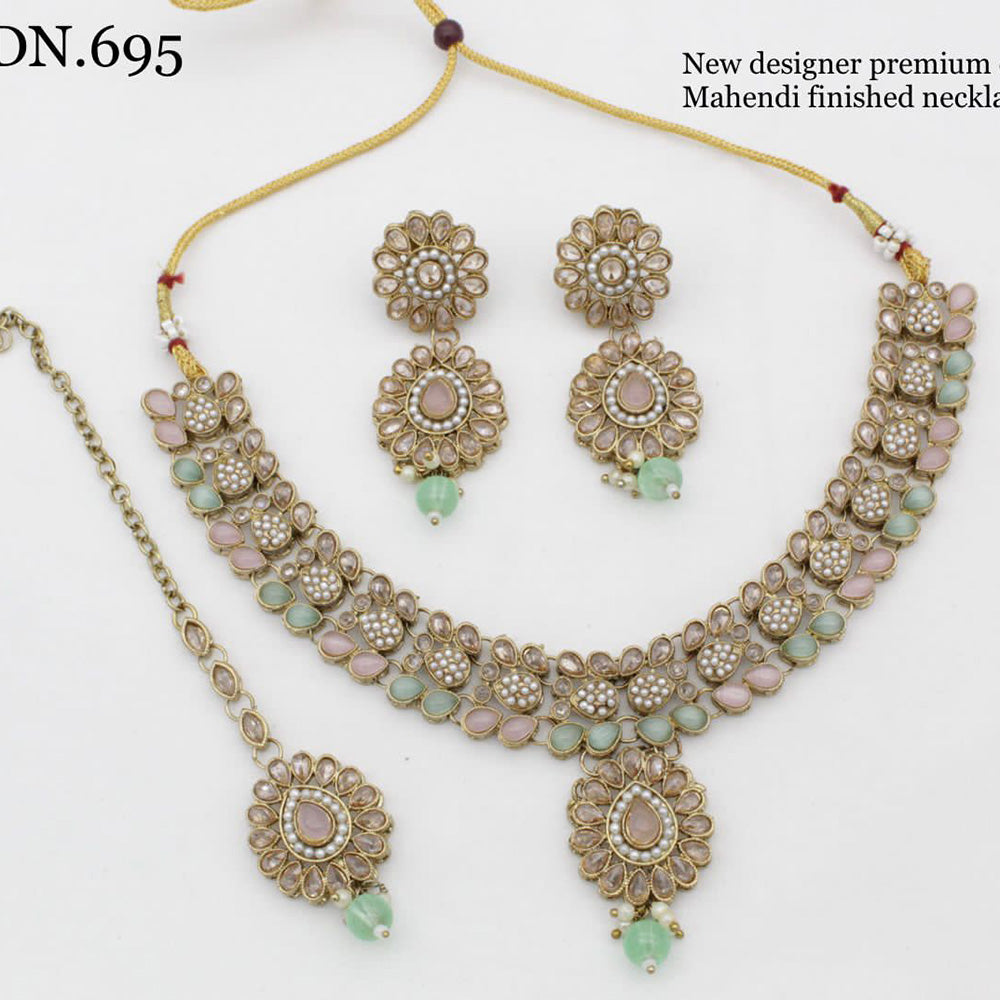 India Art Gold Plated Crystal Stone Necklace Set