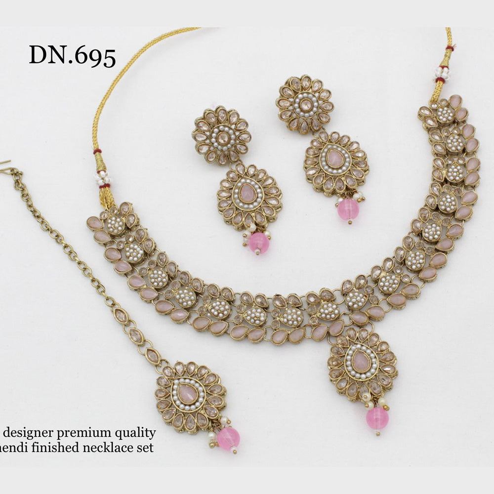 India Art Gold Plated Crystal Stone Necklace Set