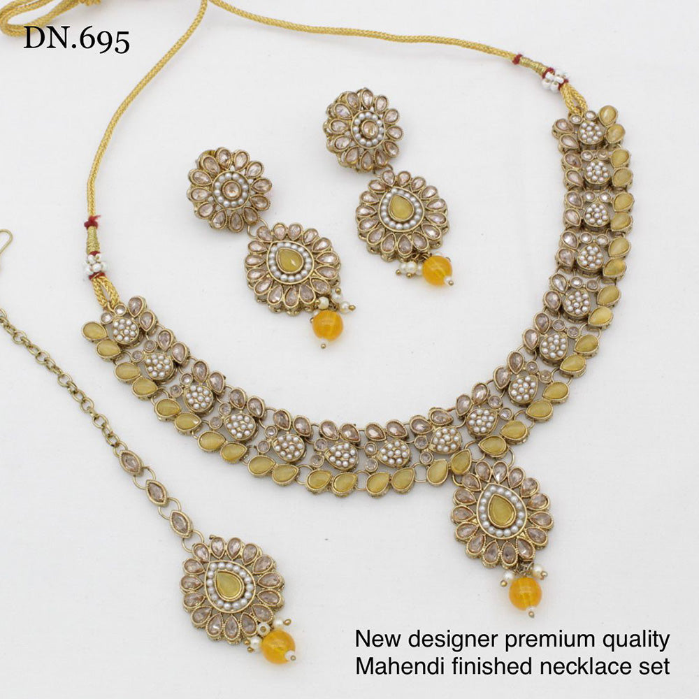 India Art Gold Plated Crystal Stone Necklace Set
