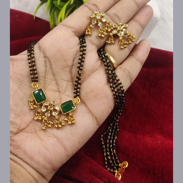 India Art Gold Plated Mangalsutra With Earrings