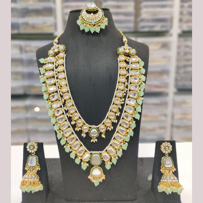 India Art Gold Plated Kundan Long Necklace Set