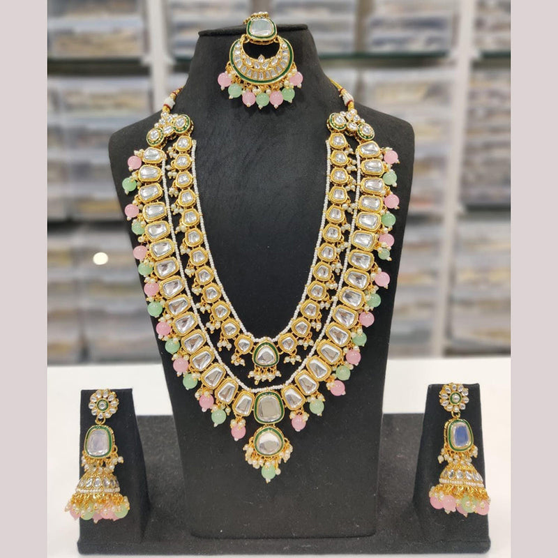 India Art Gold Plated Kundan Long Necklace Set