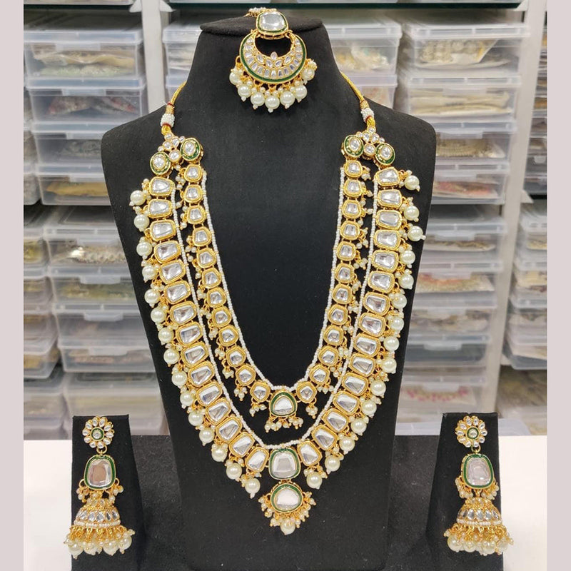 India Art Gold Plated Kundan Long Necklace Set