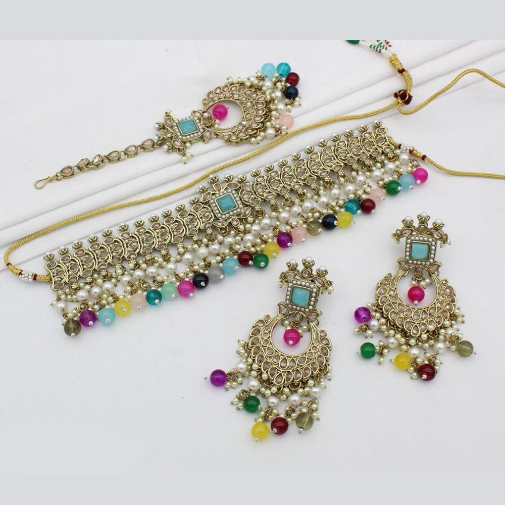 India Art  Crystal Stone Choker Necklace Set