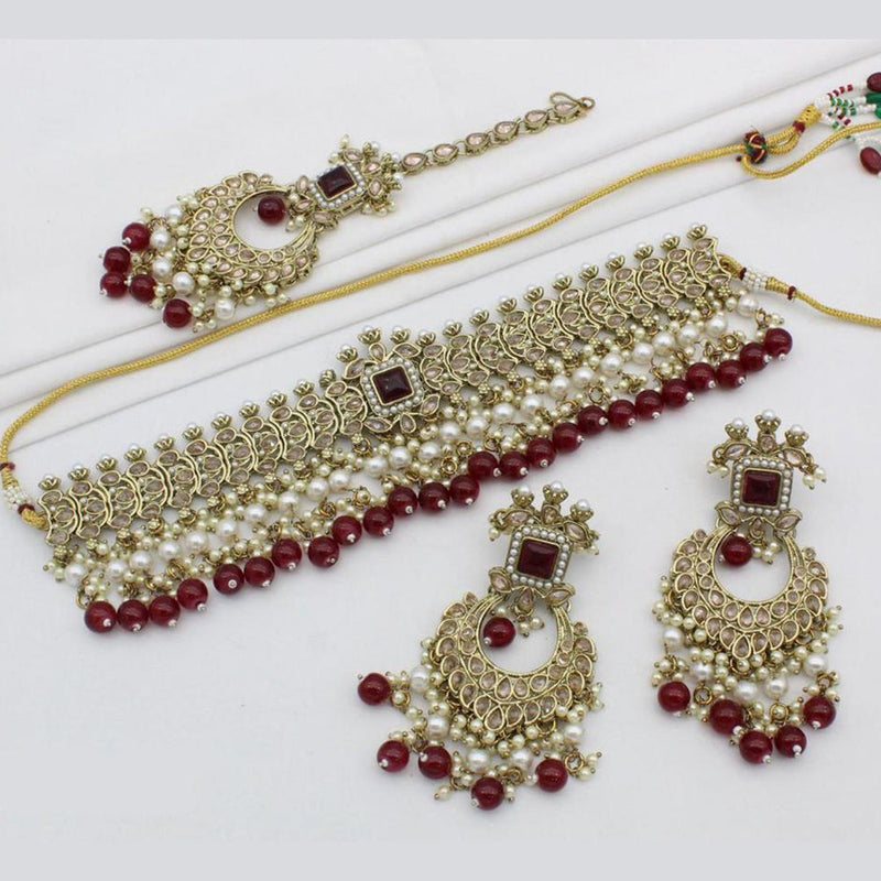 India Art  Crystal Stone Choker Necklace Set