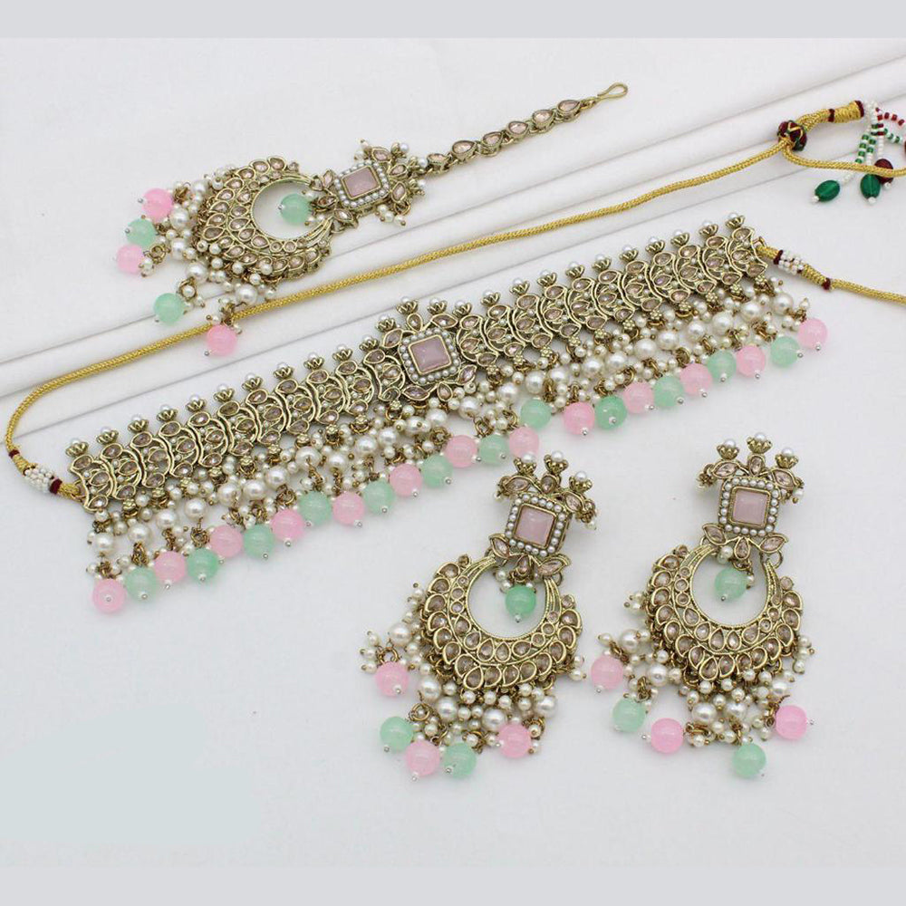 India Art  Crystal Stone Choker Necklace Set