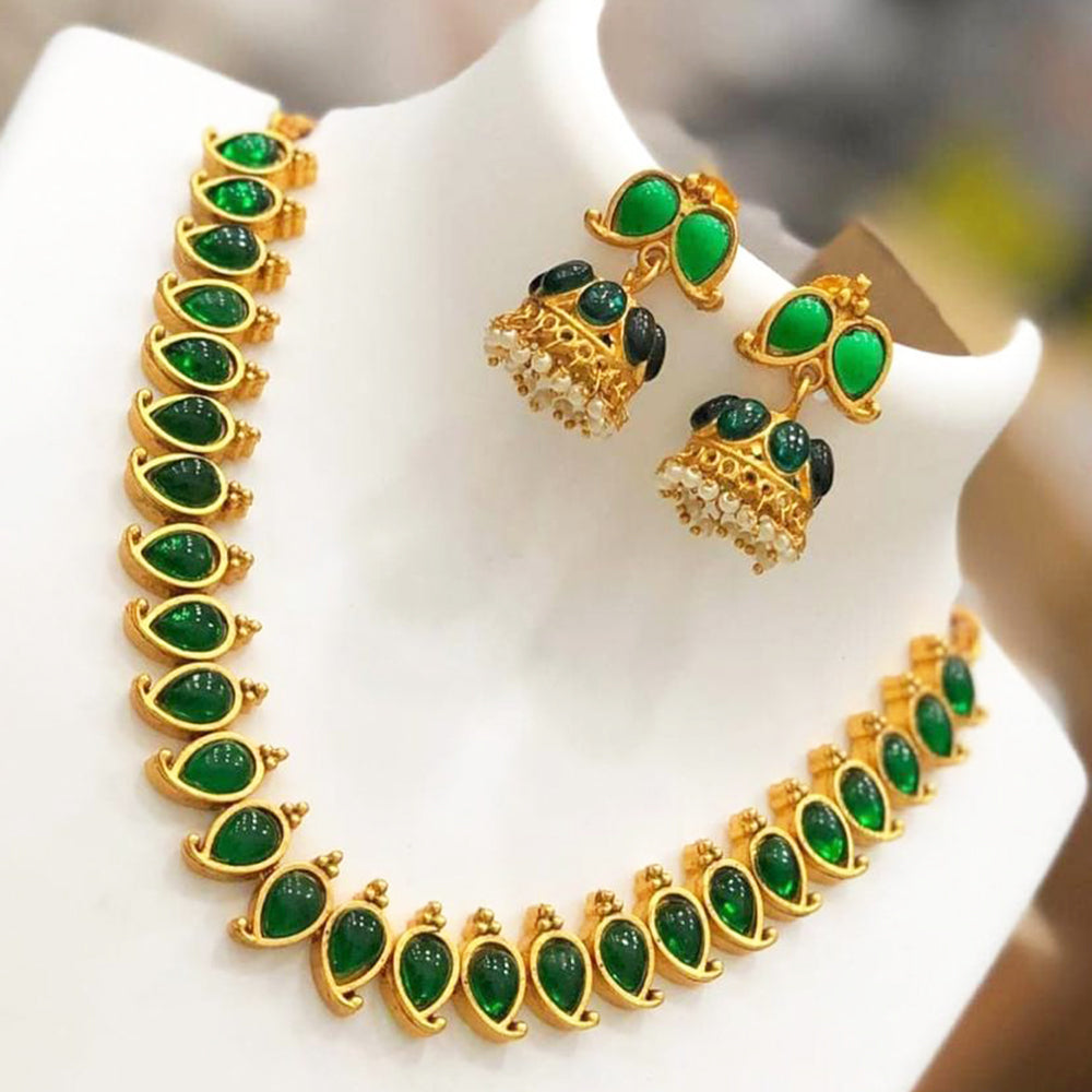 India Art  Gold  Plated  Pota Stone  Necklace  Set