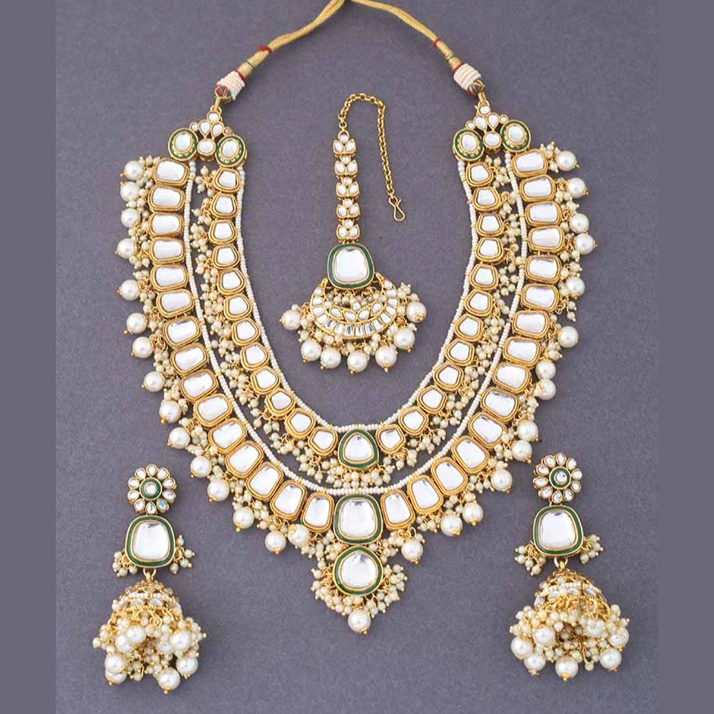 India Art Gold Plated Kundan Necklace Set