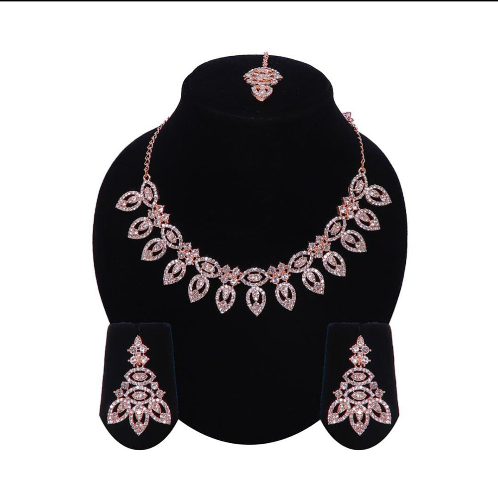Pooja Bangles Austrian Stone Necklace Set With Maangtikka