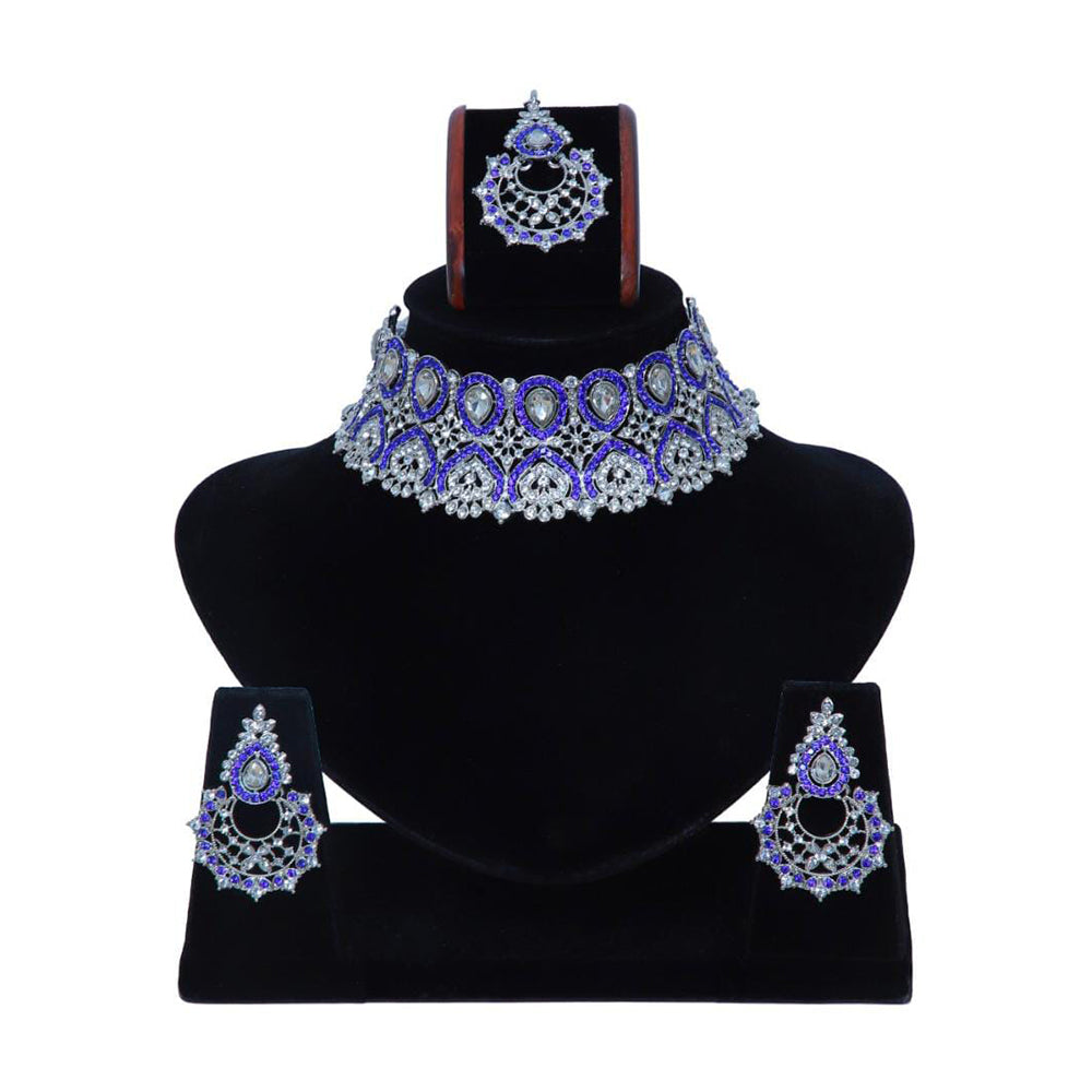 Pooja Bangles Austrian Stone Necklace Set With Maangtikka