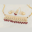 Pooja Bangles Gold Plated Choker Necklace Set With Maangtikka