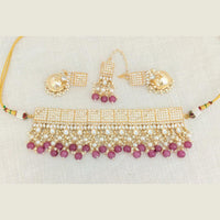 Pooja Bangles Gold Plated Choker Necklace Set With Maangtikka