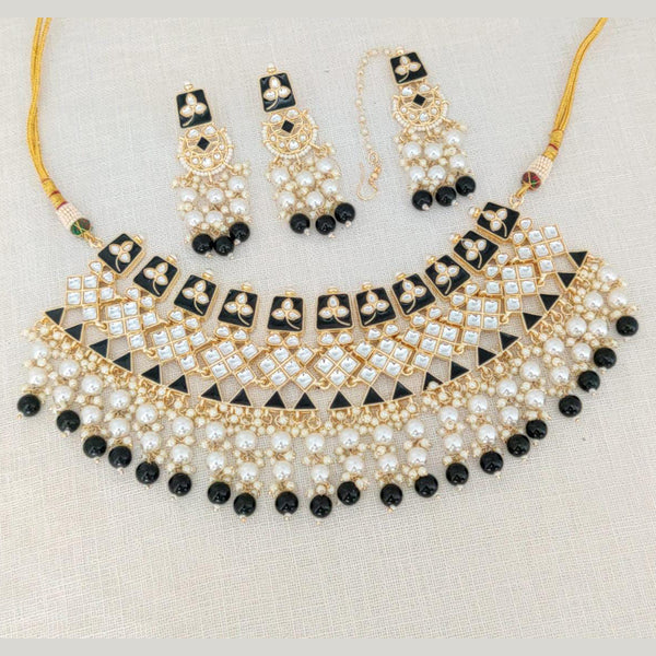 Pooja Bangles Gold Plated Choker Necklace Set With Maangtikka