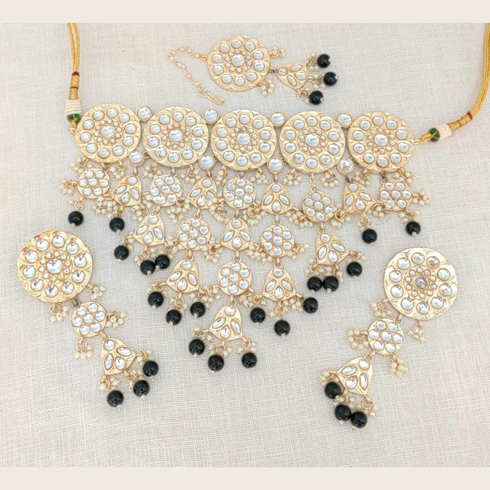 Pooja Bangles Gold Plated Choker Necklace Set With Maangtikka