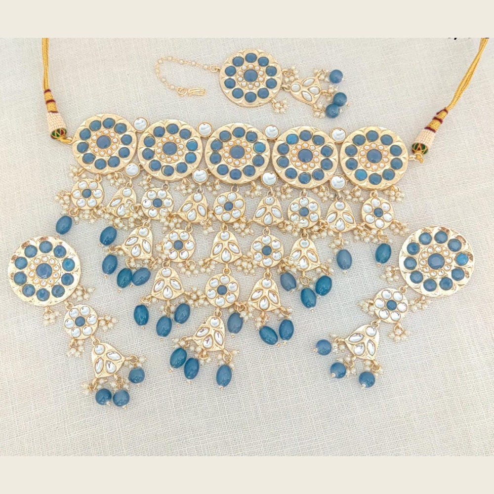 Pooja Bangles Gold Plated Choker Necklace Set With Maangtikka