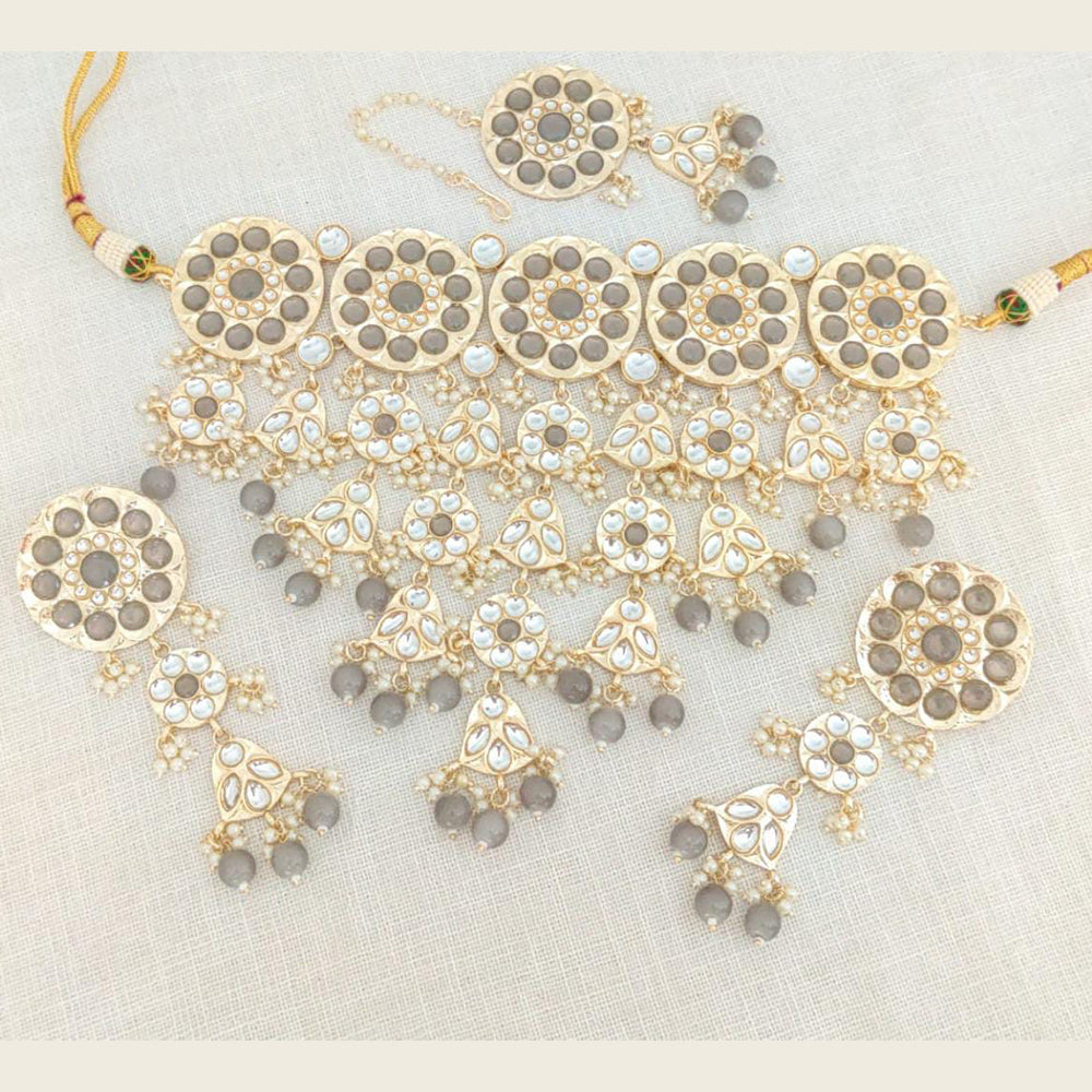 Pooja Bangles Gold Plated Choker Necklace Set With Maangtikka