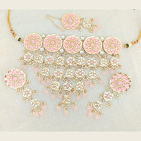 Pooja Bangles Gold Plated Choker Necklace Set With Maangtikka