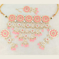 Pooja Bangles Gold Plated Choker Necklace Set With Maangtikka