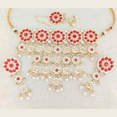 Pooja Bangles Gold Plated Choker Necklace Set With Maangtikka