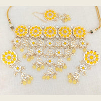 Pooja Bangles Gold Plated Choker Necklace Set With Maangtikka