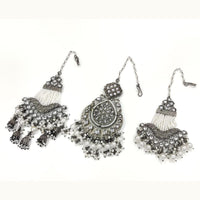 Pooja Bangles Oxidised Plated Pack of 3 Maangtikka