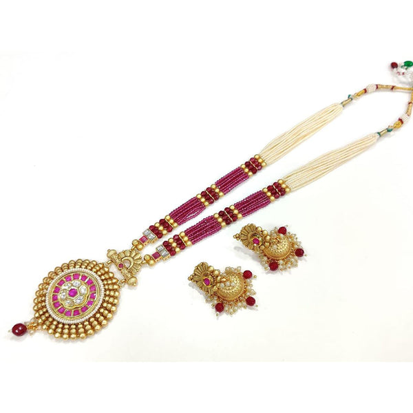 Pooja Bangles Gold Plated Pearl Long Necklace Set