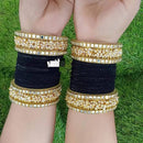 Pooja Bangles Gold Plated Velvet Bangles Set