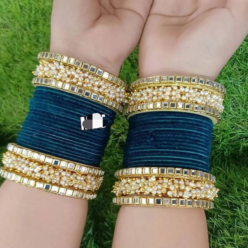Pooja Bangles Gold Plated Velvet Bangles Set