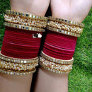 Pooja Bangles Gold Plated Velvet Bangles Set