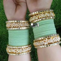 Pooja Bangles Gold Plated Velvet Bangles Set
