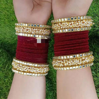 Pooja Bangles Gold Plated Velvet Bangles Set