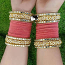Pooja Bangles Gold Plated Velvet Bangles Set