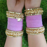 Pooja Bangles Gold Plated Velvet Bangles Set