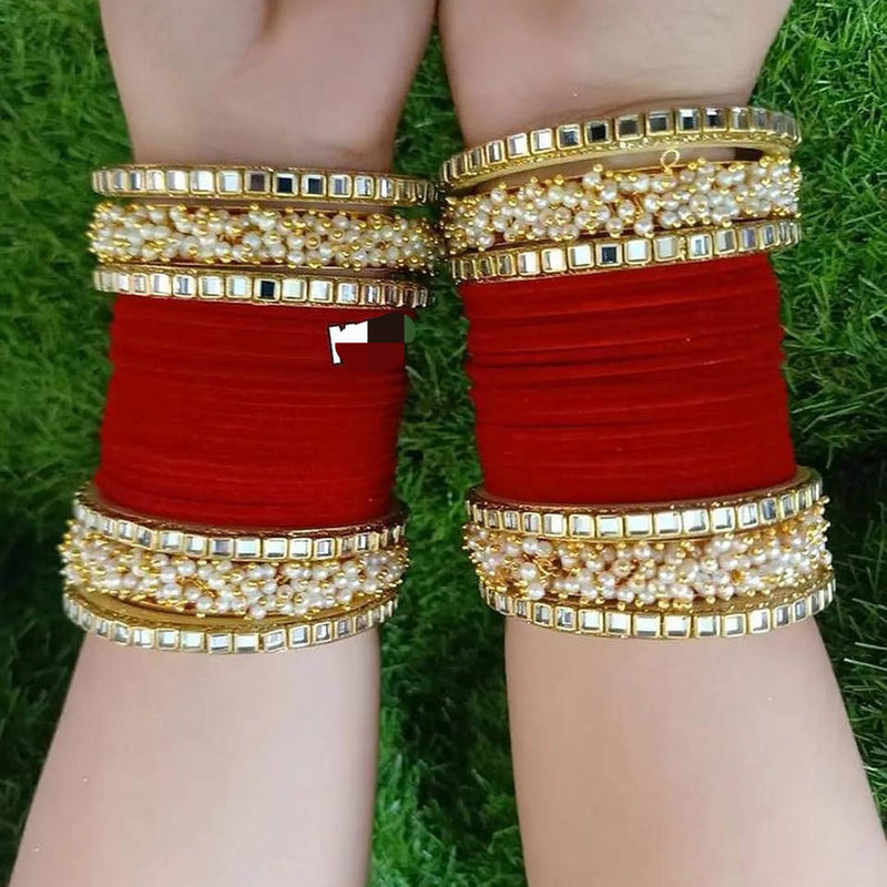 Pooja Bangles Gold Plated Velvet Bangles Set