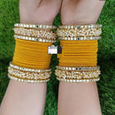 Pooja Bangles Gold Plated Velvet Bangles Set