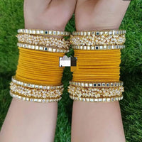 Pooja Bangles Gold Plated Velvet Bangles Set