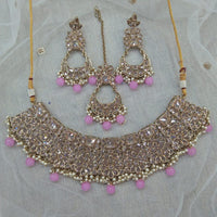 Pooja Bangles Gold Plated Kundan Stone & Beads Necklace Set