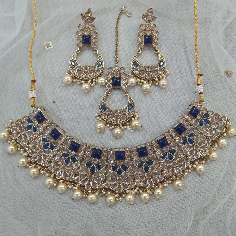 Pooja Bangles Gold Plated Kundan Stone & Beads Necklace Set