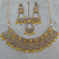 Pooja Bangles Gold Plated Kundan Stone & Beads Necklace Set