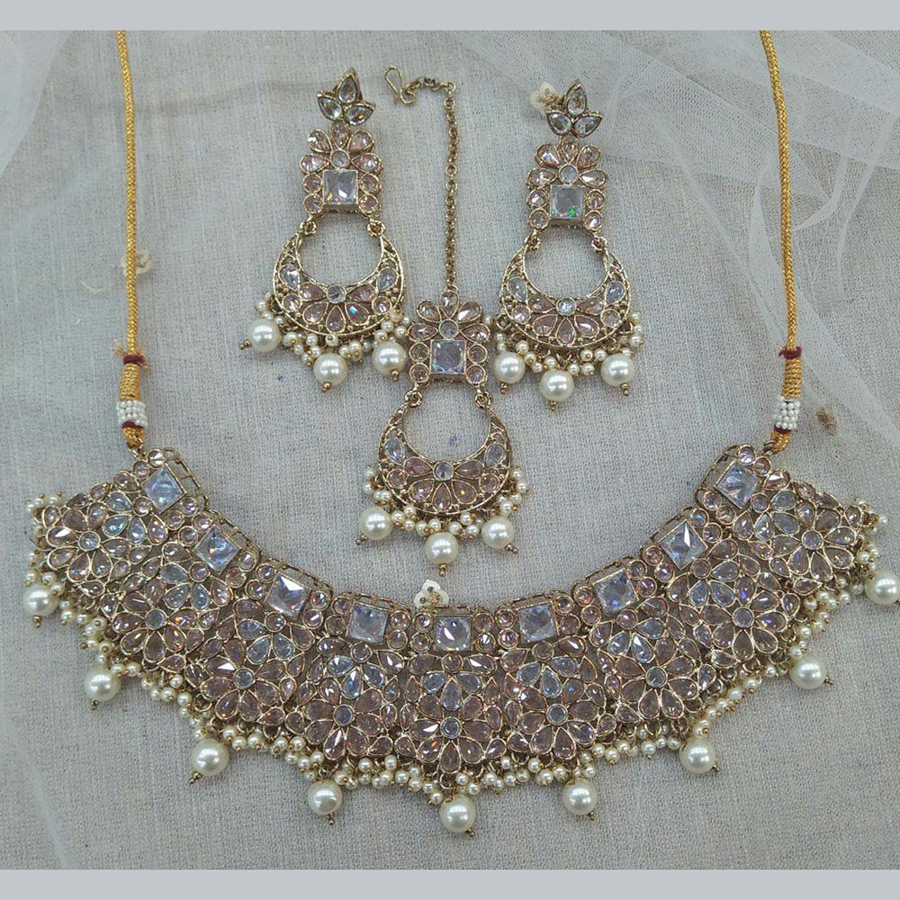 Pooja Bangles Gold Plated Kundan Stone & Beads Necklace Set